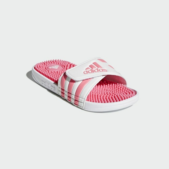 girls pink adidas sliders